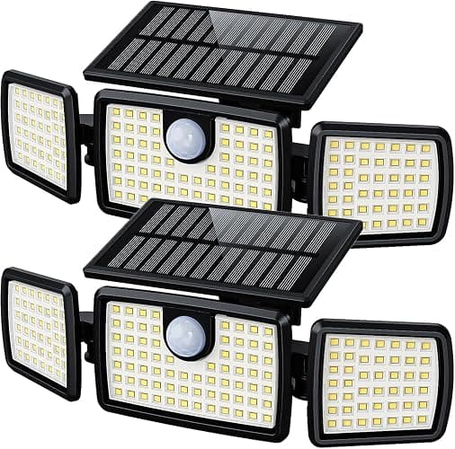 MIHANI Solar Flood Lights Outdoor, 2500LM Motion Sensor Security Lights with 270° Wide Angle, IP65 Waterproof, 3 Heads Solar Outdoor Lights for Patio, Yard, House, Garage (Non-Remote, 2 Pack) - Image 1