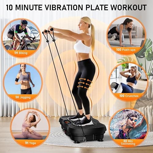 GLYLF Vibration Plate Exercise Machine, 130 Levels Full Body Workout Vibrating Plate for Lymphatic Drainage Weight Loss, 450 Lbs Capacity Shake Platform with Resistance Bands Bluetooth for Women Men thumbnail 6
