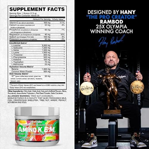 Evogen Amino K.E.M. - EAA & BCAA Powder Pump Volumizer | BCAAs Amino Acids Supplement for Blood Flow, Muscle Growth, & Hydration | Citrus Candy | 30 Servings thumbnail 3