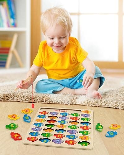 Coogam Magnetic Alphabet Numbers Fishing Game, Wooden ABC Letter Numbers Color Matching Puzzle Fine Motor Montessori Educational Toy for Preschool 3 4 5 Year Old Toddlers thumbnail 4