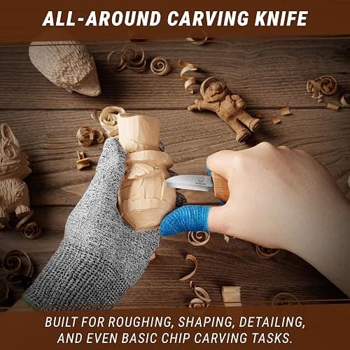 BeaverCraft Whittling Knife C2 6.5" - Wood Chip Carving Knife for General Purpose - Detail Whittling Knives Carbon Steel - Wood Carving Tools for Beginners thumbnail 3