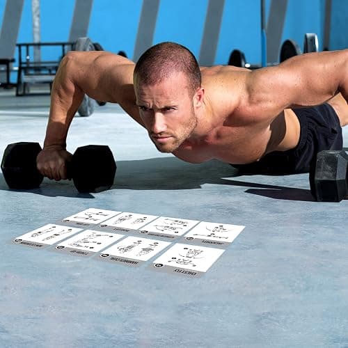 NewMe Fitness Dumbbell Workout Cards, Fitness Deck for Women and Men | Bodyweight Exercise Cards, Pilates Workout Cards, Dumbbell Compatible, Resistance Band Ready, (Dumbbell, Vol 1 ) Portable thumbnail 2