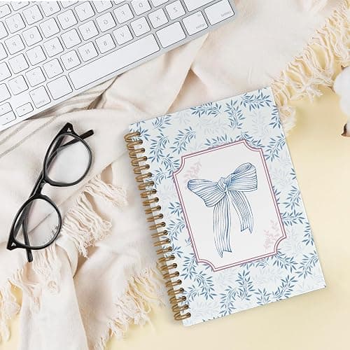 QLMX Blue Bow Spiral Notebook, Coquette Notebook Journal, 5.5x8.3 Inch, Preppy Lined Journal Notebooks, Blue Bow Notebook for Teen Girls Student Teacher, Bows Office School Supplies thumbnail 2