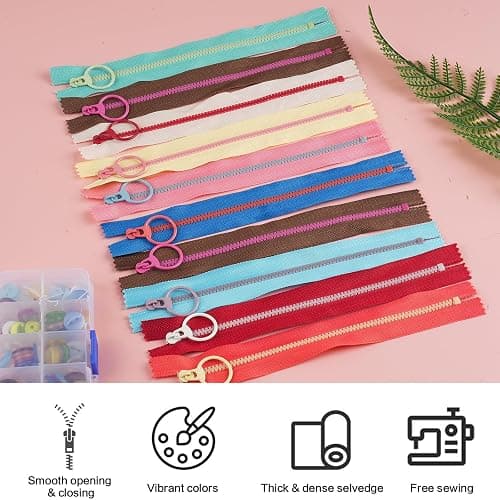 20 Stück Reißverschluss 20cm,3.2cm Breit Harz Reissverschluss | 10 Farben Reißverschlüsse mit Metall Ring für Nähen, Kleidung, Tasche, Handwerk thumbnail 3