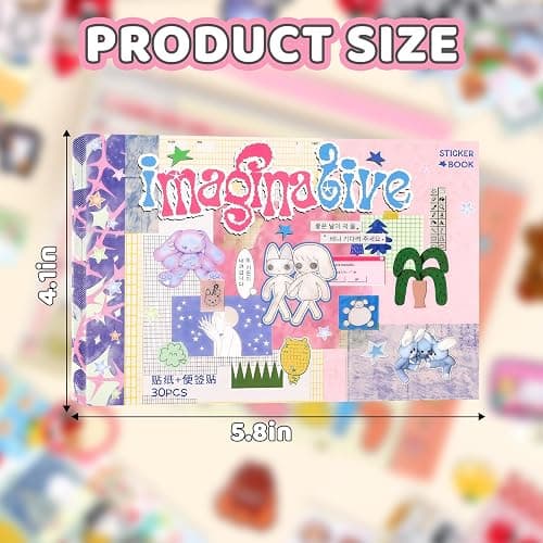 1200Pcs Japanese Sticker Book Kawaii Heisei Retro Stickers for Journaling Adults Y2k Cute Scrapbook Stickers Travel Bulk Pink Purple Aesthetic Korean Sticker Toploader Decor Manga Style Gifts 30 Page thumbnail 2