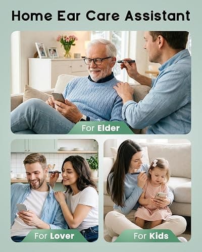 LEIPUT Ear Wax Removal - Ear Cleaner with 1080P Camera - FSA&HSA Black | IP67 waterproof lens - 6 Soft silicone ear scoops for Home - HD visual with 6 LED - 7 Pcs ear set - WiFi for iOS & Android thumbnail 6