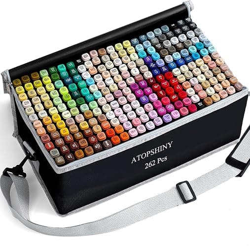 ATOPSHINY Alcohol Markers 262 Colors Drawing Pens Set Dual Tip Permanent Art Markers for Kids and Adult Gifts -262 Black shell Refillable - Image 1