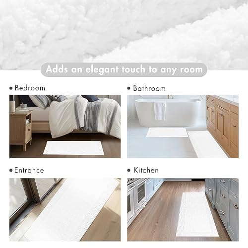 Madison Park Splendor Reversible 100% Cotton Tufted Bathroom Rug-3000 GSM Hotel Quality Luxurious Plush Medium Pile Bath Mat Absorbent, Quick Dry, Shower Room Décor, 21x34, White thumbnail 7