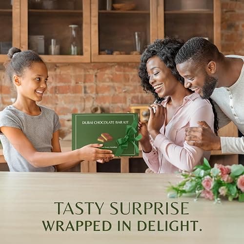 Dubai Chocolate Bar Kit Master Make at Home Set with Pistachio Cream, Tahini Mix, Dried Kataifi, Milk Choco Melting Wafers, Jumbo Bar Mold & Step-by-Step Guide – Unique Premium Gift for Dessert Lovers thumbnail 7
