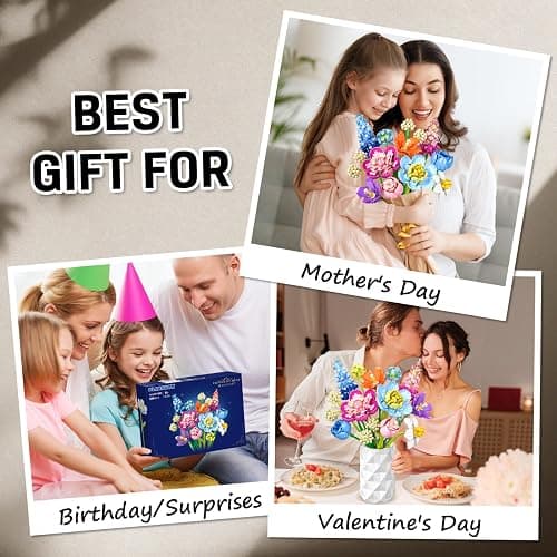 PLAXSOON Flower Bouquet Building Set, 888 PCS Botanical Collection Building Block Toy, Flowers Rose Plant Home Decor, Valentine's Day Christmas Birthday Gift for Adults Women Boys Girls 8+ thumbnail 7
