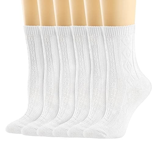 Mcool Mary Womens Crew Socks, Casual Knit Cotton Comfy Breathable Cool Dress Socks for Girls 6 Pack - Image 1