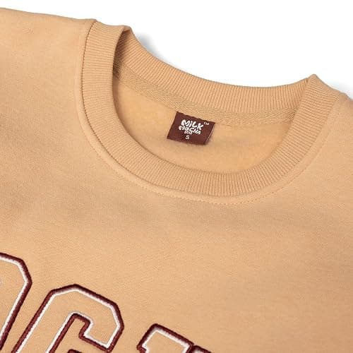 Milkmochabear Official Milk and Mocha Oversized Varsity Crewneck Casual Unisex Sweatshirt Soft Embroidered Men Women thumbnail 6