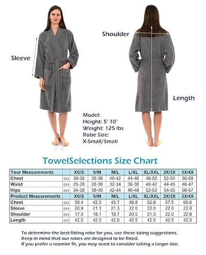 TowelSelections Womens Robe Cotton Kimono Bathrobe for Women Knee Length Terry Cloth Towel Robes for Women XS to 4X thumbnail 6