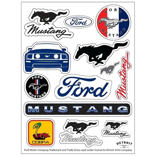 Ford Mustang 12-Decal Sticker Sheet | 6"x 8" Indoor/Outdoor Vinyl | Made in USA Officially Licensed Peel-Off Decals - Image 1