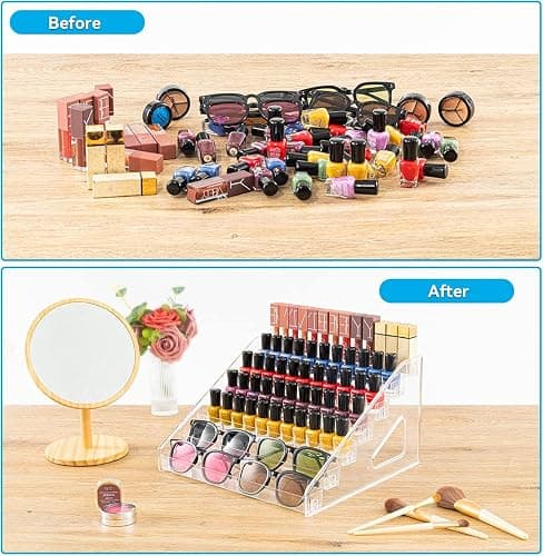 Pero Pero Nail Polish Organizer Acrylic Display Rack for Nail Polish Holder Sunglasses Organizer Essential Oils Holder Clear Eyeglasses Display Case Makeup Organizer thumbnail 7