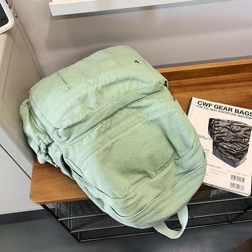 GAMLFL Sage Green Canvas Backpack for Women Retro Aesthetic Rucksack Basic Backpack for High School/College Students Travel Laptop Bag thumbnail 5