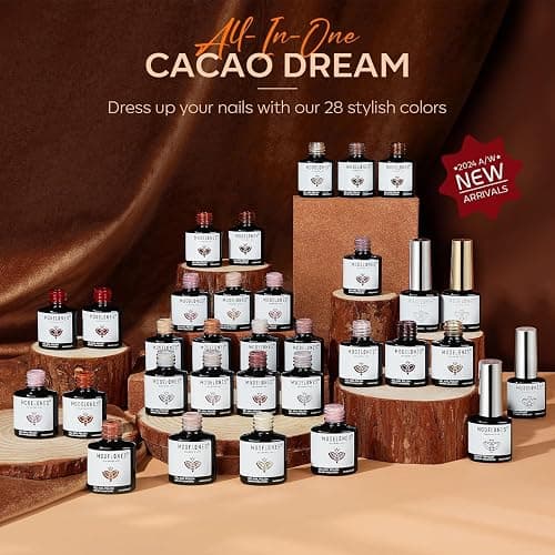 Modelones 32 PCS Gel Nail Polish Kit, 28 Colors Nude Brown Gel Polish with Glitter & Glossy & Matte Top Coat, 4 WEEKS+ Long-Lasting, Perfect for DIY Salon Home thumbnail 8