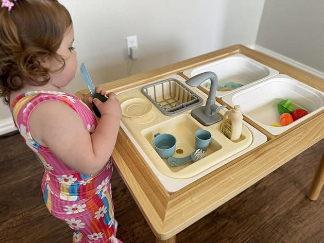 Beright Play Kitchen Sink Toys, Toddler Sink Toys with Upgraded Faucet, Pretend Play Toys Running Water, Perfectly Matched with Beright Sensory Table thumbnail 2