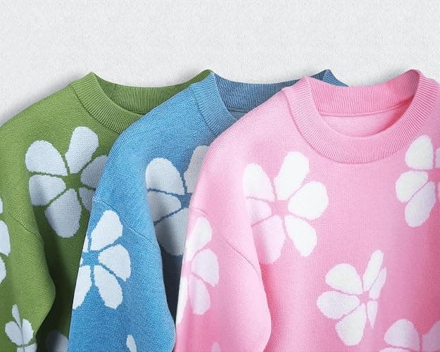 Girls Fall Sweaters Pattern Casual Crewneck Long Sleeve Knit Pullover Tops for Kids Size 5-14 Years thumbnail 5