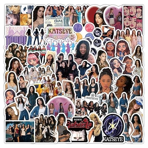 60Pcs Katseye Merch Stickers Pack, Waterproof Vinyl Decals for Water Bottle Laptop Bumper Skateboard Water Bottles Phone - Image 1