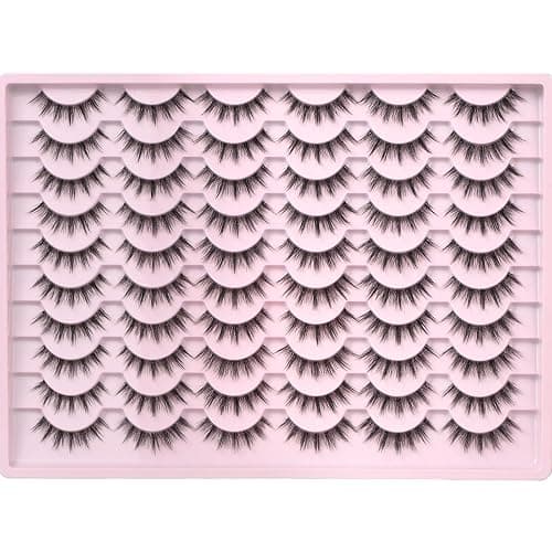 APCYUST Wispy Lashes Doll Eye False Eyelashes Manga Look 30 Pairs Short Lightweight Lash Strips Clear Band Fake Strip Eyelash Hybrid Full Eye Lash Natural Cute Makeup Pestañas Postizas for Beginners thumbnail 6