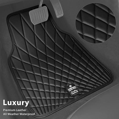 CAR PASS Faux Leather Floor Mats for Cars, Luxury Waterproof All Weather Car Mats Full Set, Anti-Slip Deluxe Automotive Mats Universal Fit for Most SUV,Vans,Sedans,Trucks, 4 Piece All Black thumbnail 4