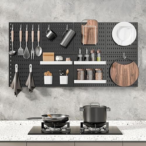 MULSAME Pegboard Combination Kit, 25.2" x 25.2" Wall Mounted Storage Set with 4 Pegboards & 20 Accessories Hanging, Peg Boards Organizer thumbnail 3