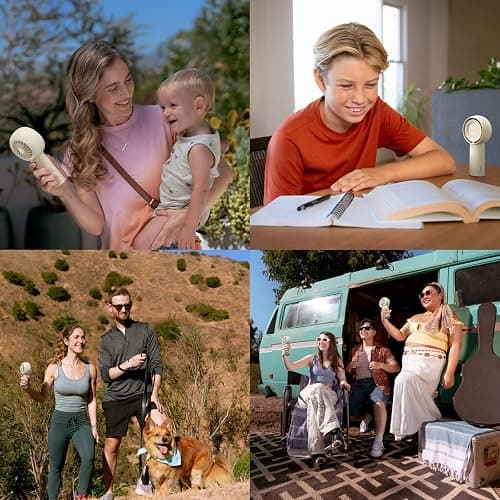 JISULIFE Handheld Portable Turbo Fan [16H Max Cooling Time], 4000mAh USB Rechargeable Personal Battery Operated Mini Small Pocket Fan with 5 Speeds for Travel/Outdoor/Vacation/Concerts - Brown thumbnail 7