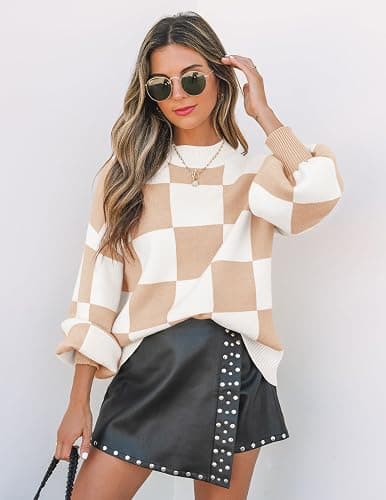 ZESICA Women's 2025 Fall Fashion Turtleneck Long Sleeve Striped Ribbed Knit Loose Pullover Sweater Tops thumbnail 6