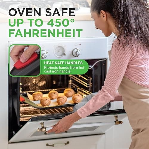 NutriChef 3-Piece Nonstick Kitchen Oven Baking Pans - Premium & Stylish Non-Stick Steel, Commercial Grade Restaurant Quality Metal Bakeware with Red Silicone Handles - Easy to Clean, NCSBS3S thumbnail 5