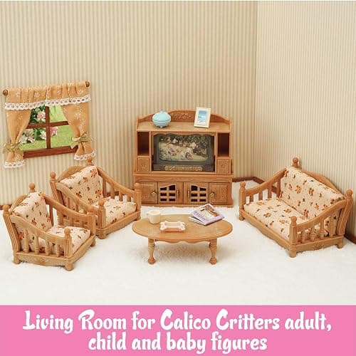 Calico Critters Comfy Living Room Set - Toy Dollhouse Furniture & Accessories Set for Ages 3+ thumbnail 4
