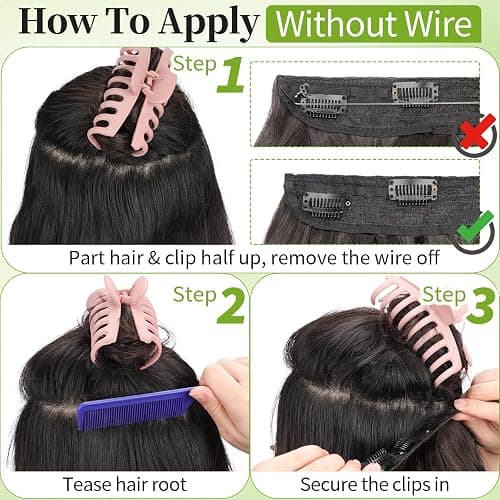 KooKaStyle Invisible Wire Hair Extensions with Transparent Wire Adjustable Size 4 Secure Clips Long Wavy Secret Synthetic Hairpiece 20 Inch 120g Rich Dark Brown with Warm Tones for Women thumbnail 9