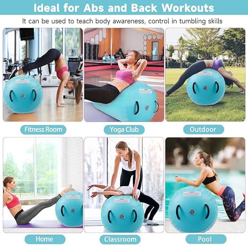 Air Barrel - Air Roller Gymnastics Barrel for Back Handspring Trainer, Air Tumble Mat with Pump for Gym Training/Yoga Balance Exercise/Cheerleading/Home and Outdoor Use thumbnail 5