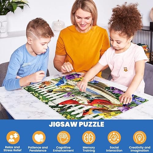 500 Pieces Puzzle for Adults,Birds Bath Flower Fence Puzzle,Recycled Cardboard Animals Jigsaw Puzzle 500 Pieces,Challenging Game Home Decor Birthday Party Gift Toy for Adults Seniors 20.5 * 15 in thumbnail 5