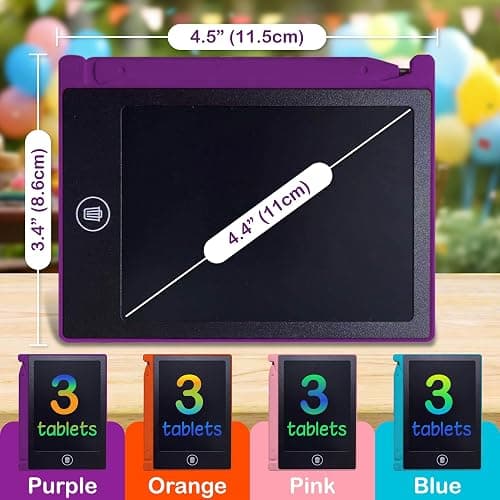 Party Favor Mini LCD Writing Tablet for Kids, 12 Pack – 4.5 Inch Mini Drawing Board. Fun and Educational for Kids that Sketch and Doodle. Perfect Goodie Bag and Gift Bag Filler, School Prize Or Gift thumbnail 5
