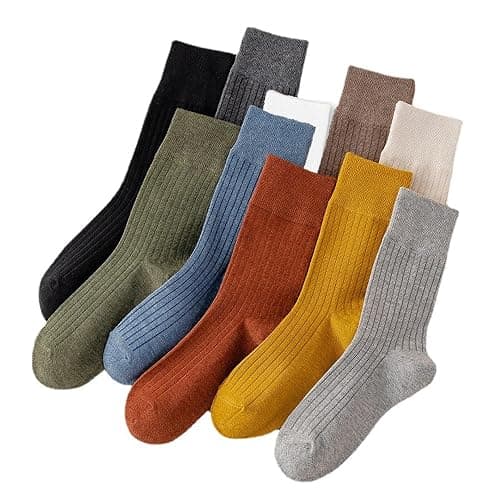 Riccess 10 Pairs of Retro Colorful Athletic Socks for Women, Solid Color, Above Ankle Crew Stretch Socks for Girls - Image 1