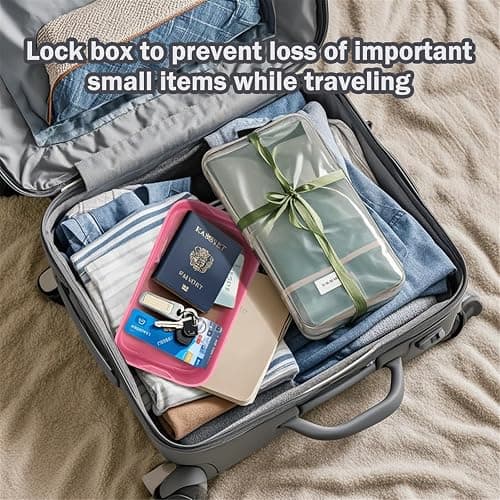 EMLTHORY Medication Lock Box,Small Lockable Storage Box with Combination Code for Phone,Medicine Safe,Food, Home,Refrigerator,Office,Personal Items,Travel,Gift,Pink thumbnail 5