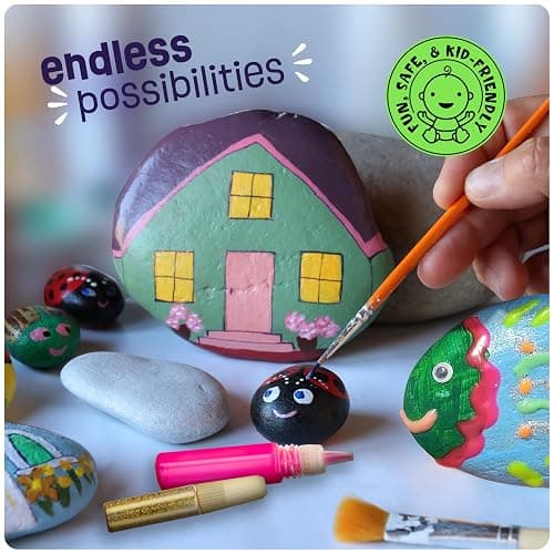 Dan&Darci Kids Rock Painting Kit - Glow in The Dark - Christmas Gifts Arts & Crafts for Boys and Girls Ages 6-12 - Craft Activities Kits - Creative Art Toys for 6, 7, 8, 9, 10, 11 & 12 Year Old Kid thumbnail 7