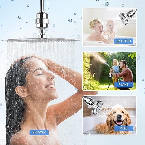20-Stage Shower Filter-Shower Head Filter for Hard Water, with 3 Replaceable Filter Cartridges, High Output Shower Water Filter for Removing Chlorine and Fluoride, Polished Chrome thumbnail 9