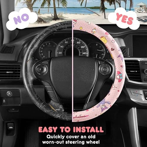 Hello Kitty and Friends Steering Wheel Cover, Universal Fit Cute Accessories for Women, Stylish Decor Gift Hello Accessories - Fits Standard Wheels 14.5"-15" thumbnail 4
