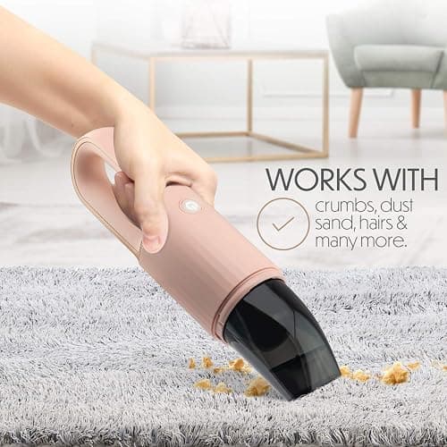 STARUMENT Portable Hand Vacuum Cleaner for Dust Pet Hair Dirt Home Car Interior, Furniture Lightweight Easy to Use, Compact Design Battery Rechargeable with USB-C Cable Pink thumbnail 7