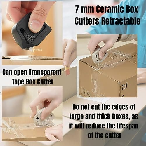 2 Pcs Box Cutter Retractable, Slice Box Opener Tool, Small Ceramic Box Cutter Safety, Magnetic Package Opener(White) thumbnail 3