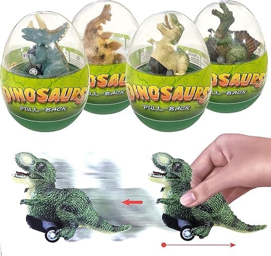 Cherislpy 4 Pack Jumbo Dinosour Eggs with Dinosaur Pull Back Cars Dinos Vehicles Toys Inside for Kids Boys Girls Goodie Bag Christmas Stocking Stuffers Treasure Box Classroom Prizes Carnival Gifts - Image 1