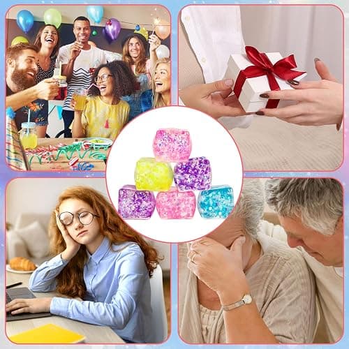 Hooqict 10Pcs Stress Cube Squishy Stress Balls Ice Cube Sensory Squeeze Toys Squishy Fidget Cube Mini Squishies for Kids Teens Adults Stress Relief Classroom Home Office thumbnail 5