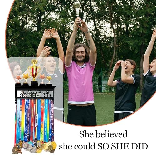 Goutoports Personalized Medal Hanger Display Holder Tiered Award Rack - Custom Text Color and Images for Athletes Easy to Install thumbnail 6