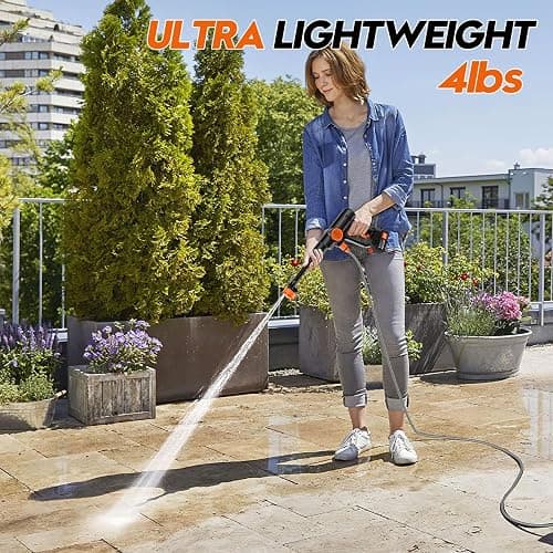Battery Pressure Washer, Electric Power Washer Cordless, Portable Car Pressure Washer Handheld with 6-in-1 Nozzle,17FT Drain Hose,Power Cleaner for Patio Floor Fence Deck Indoor thumbnail 7