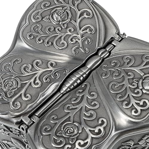 Hipiwe Vintage Metal Jewelry Box Butterfly Shape Trinket Box Decorative Metal Small Jewelry Storage Box for Rings Necklaces Earrings Organizer Keepsakes Box Gift for Women thumbnail 7