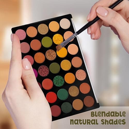 Profusion Cosmetics Marigold 35 Shade Eyeshadow Palette – Multicolor Blendable Natural Shades in Matte, Shimmer, and Glitter Finishes, Long-Wear Formula, Vegan & Cruelty-Free Makeup thumbnail 4