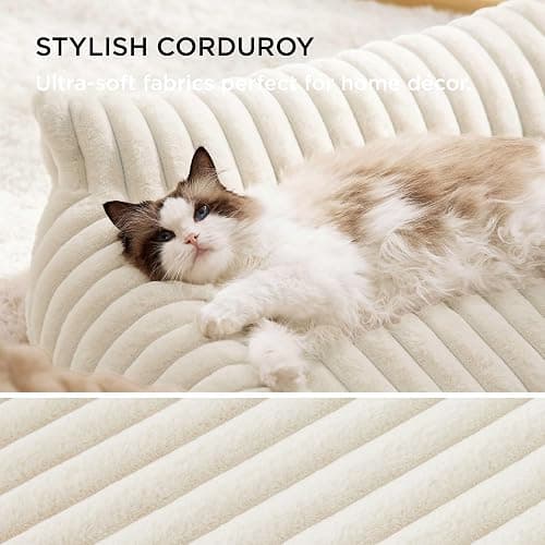 Bedsure ComfyFleece® Shown on TV Fluffy Cute Dog Couch for Pets,30in Cream | Small & Medium Dog Bed Washable Cover,Supportive Couch Bed for Small Dogs,Pet Sofa Seen on Good Day New York,Up to 20 Lbs thumbnail 4