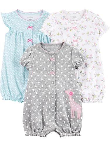 Simple Joys by Carter's baby-girls 3-pack Snap-up Rompers - Image 1